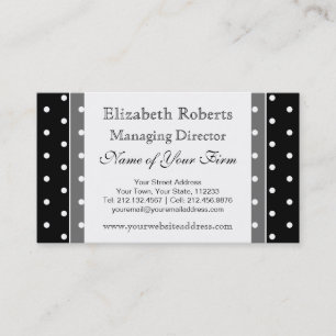Elegant Black and White Retro Polka Dots Business Card