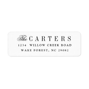 Elegant black and white return address label