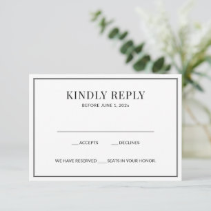 Elegant Black and White RSVP Card