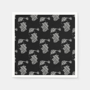 Elegant Black and White Santa Typography Christmas Napkin
