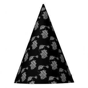 Elegant Black and White Santa Typography Christmas Party Hat