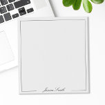 Elegant Black and White Script Monogram Border Notepad<br><div class="desc">Create your own personalized notepad with elegant script monogram name and border in black and white colour.</div>