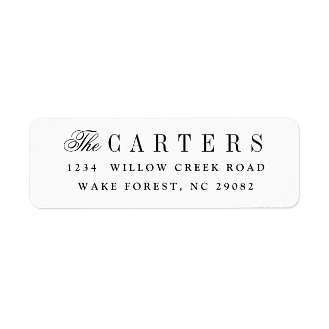 Elegant black and white script name return address (Front)