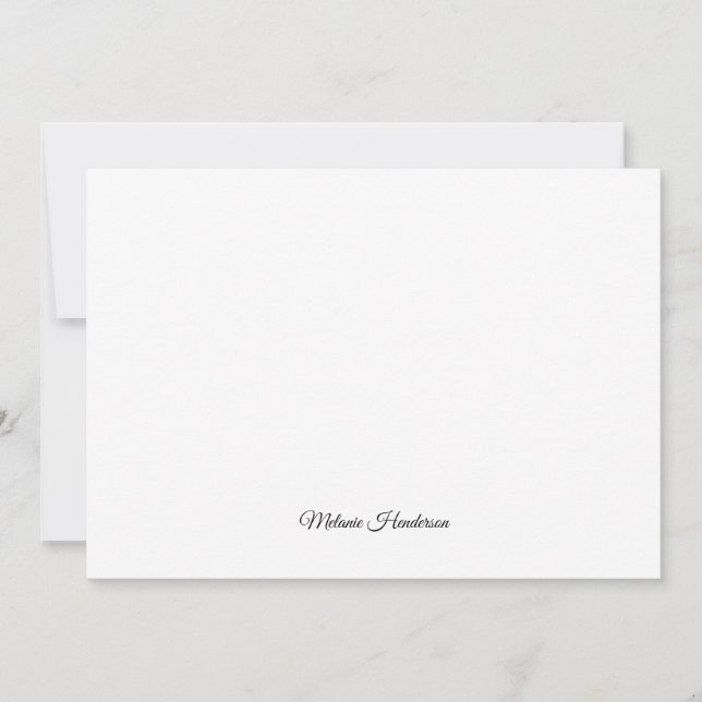 Elegant Black and White Script Note Card (Front)
