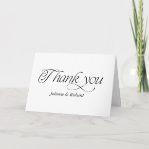 Elegant Black And White Script Photo Thank You Card