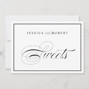 Elegant Black and White Script Sweets Wedding Sign