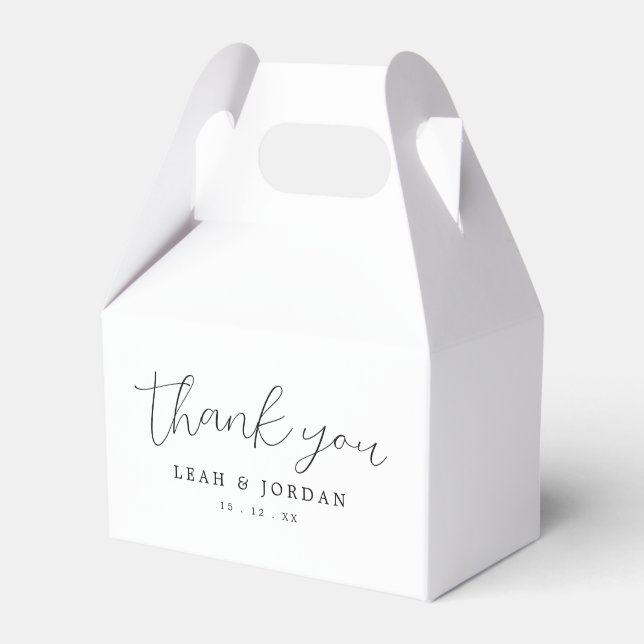 Elegant Black And White Script Thank You Wedding  Favor Box (Front Side)
