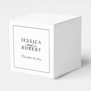 Elegant Black and White Script Wedding Favor Box