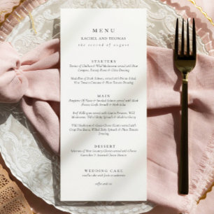 Elegant black and white Script Wedding  Menu