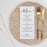 elegant black and white script wedding menu card<br><div class="desc">black and white design. The colour and text can be personalized.</div>