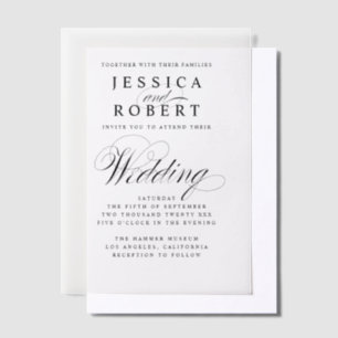 Elegant Black and White Script Wedding  Vellum Invitations