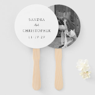 Elegant Black and White Simple Modern Wedding Hand Fan
