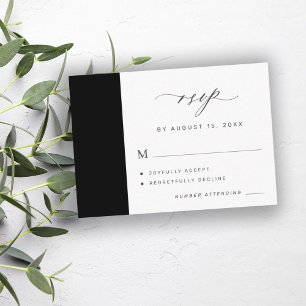 Elegant black and white simple wedding RSVP Enclosure Card