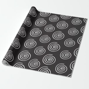 Elegant black and white spiral wrapping paper