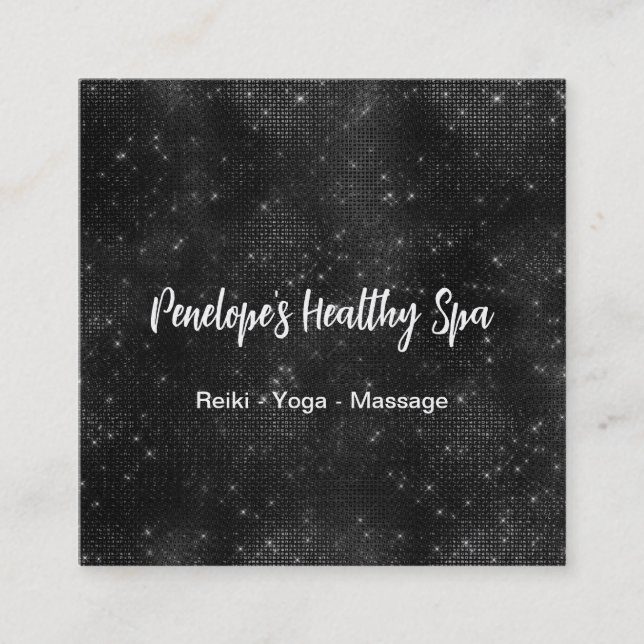 Elegant Black and White Square Business Card (Front)