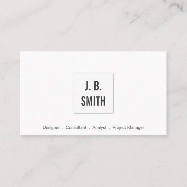 Elegant Black and White Square Embossed Effect Business Card (Front)
