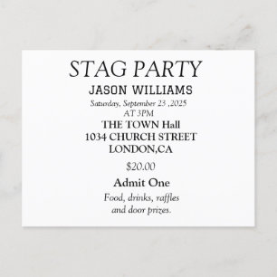 Elegant Black and White Stag Party Invitation Postcard