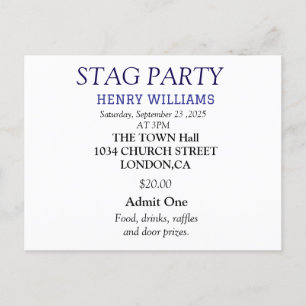 Elegant Black and White Stag Party Invitation Postcard