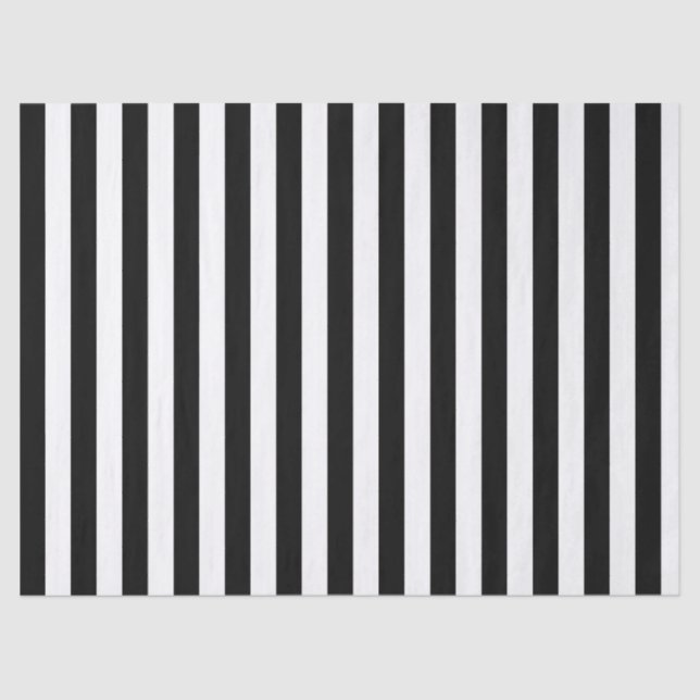 Elegant Black and White Stripe Tissue Paper (Front)