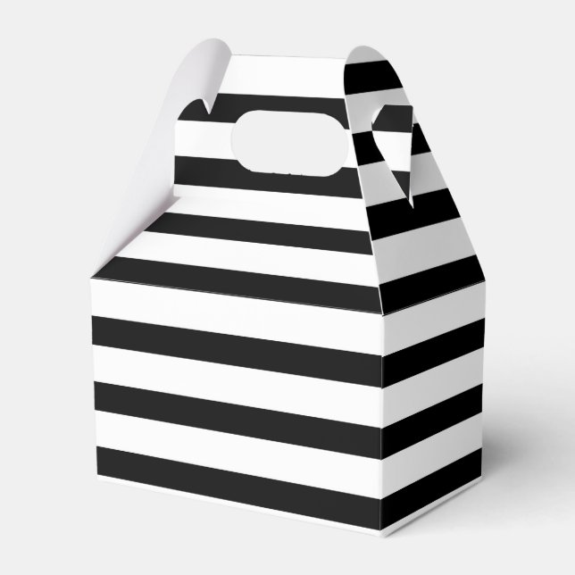 Elegant Black and White Striped Favor Box (Front Side)