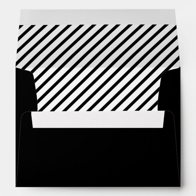 Elegant Black And White Striped Pattern Envelope (Back (Bottom))