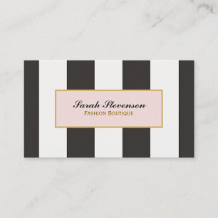 Elegant Black and White Stripes Fashion Boutique Business Card