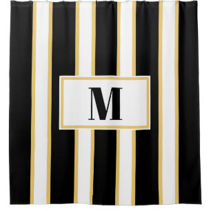 Elegant Black and White Stripes Monogram