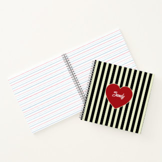 Elegant black and white stripes monogram name  notebook