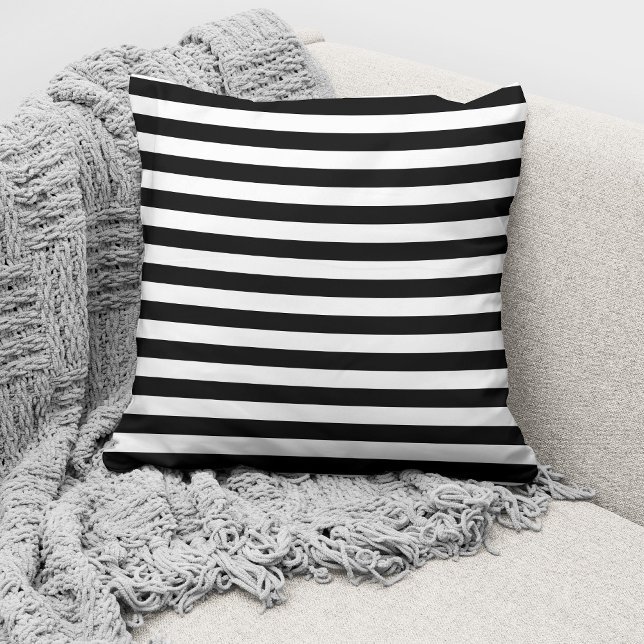 Elegant Black And White Stripes Pattern Throw Pillow (Creator Uploaded)