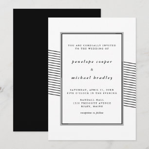 Elegant Black and White Stripes Wedding Invitation