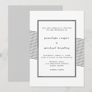 Elegant Black and White Stripes Wedding Invitation