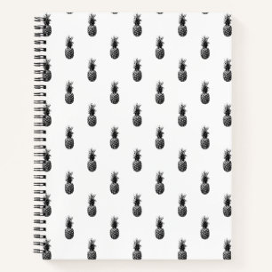 Elegant black and white Summer Pineapple Pattern Notebook