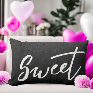 Elegant Black and White Sweet Design Lumbar Pillow