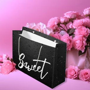 Elegant Black and White Sweet Valentine's Large Gift Bag