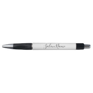 Elegant Black and White Text Business Salon Name Pen