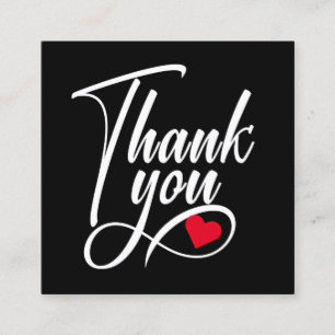 Elegant Black And White Thank You Square Business Card