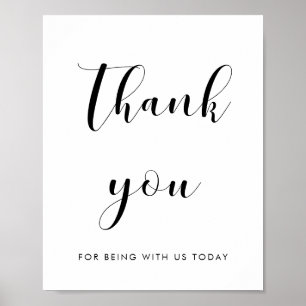 Elegant black and white Thnank you wedding sign