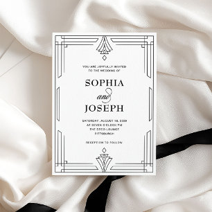 Elegant Black and White Timeless Formal Wedding Invitation
