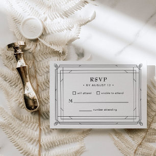 Elegant Black and White   Timeless Formal Wedding RSVP Card
