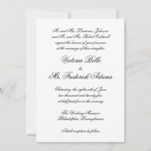 Elegant Black and White Traditional Formal Wedding Invitation