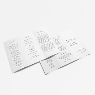 Elegant Black and White Trifold Wedding Program