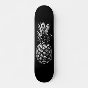 Elegant black and white Tropical  Pineapple  Skateboard