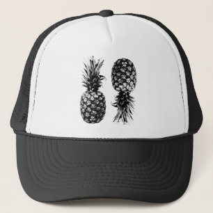 Elegant black and white Tropical Pineapple Trucker Hat