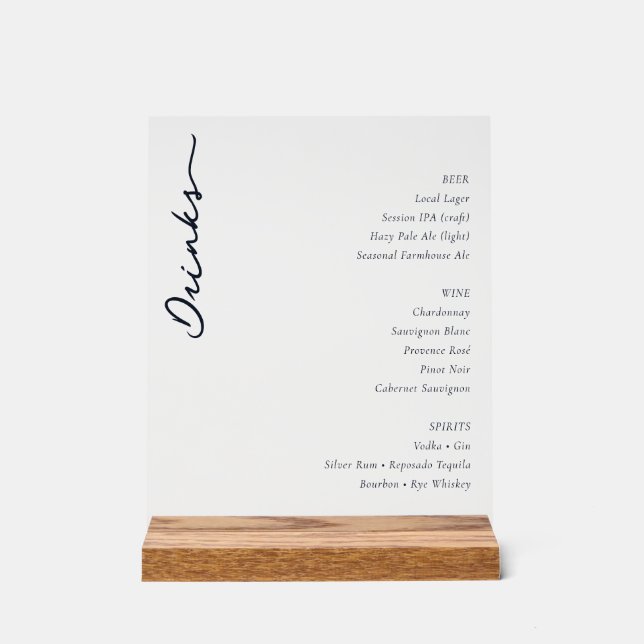 Elegant Black and White Typographic Menu (Recto)