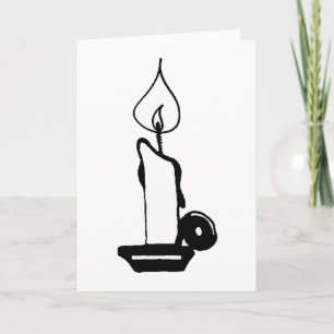 Elegant Black And White Vintage Burning Candle Card
