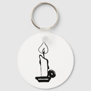 Elegant Black And White Vintage Burning Candle Keychain