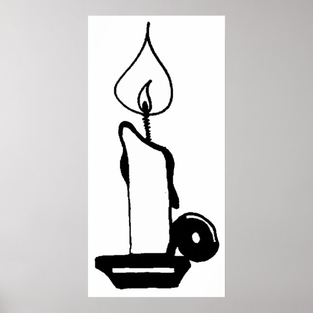 Elegant Black And White Vintage Burning Candle Poster (Front)