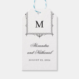 Elegant Black and White Vintage Monogram Gift Tags