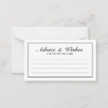 Elegant Black and White Wedding Advice and Wishes<br><div class="desc">Beautiful Elegant Black and White Wedding Advice and Wishes Card
featuring your information in black elegant font style with black rectangle border.

Click on the customize it button to personalize the design.</div>