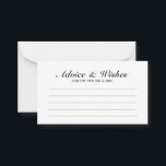 Elegant Black and White Wedding Advice and Wishes Card<br><div class="desc">Beautiful Elegant Black and White Wedding Wedding Advice and Wishes Card.

Click on the customize it button to personalize the design.</div>